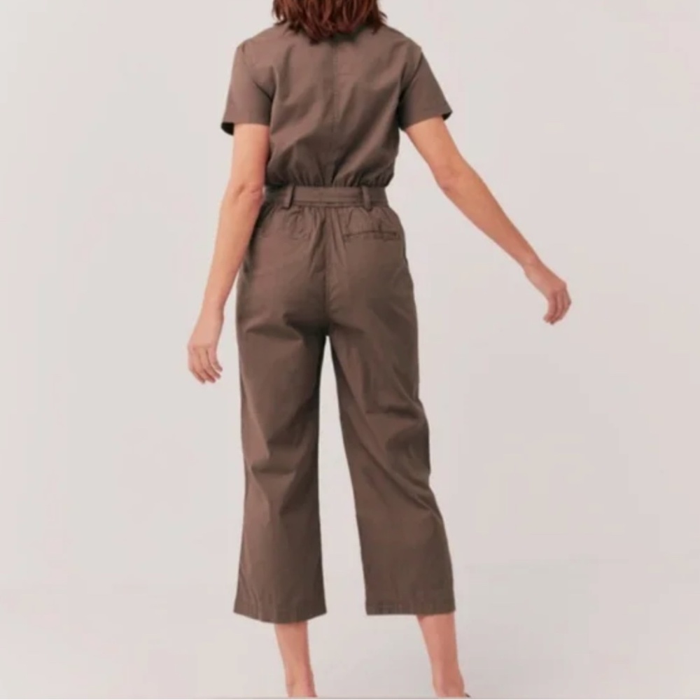 Pact Mocha Brown Boulevard Brushed Twill Zip Front Jumpsuit Medium - Picture 3 of 15